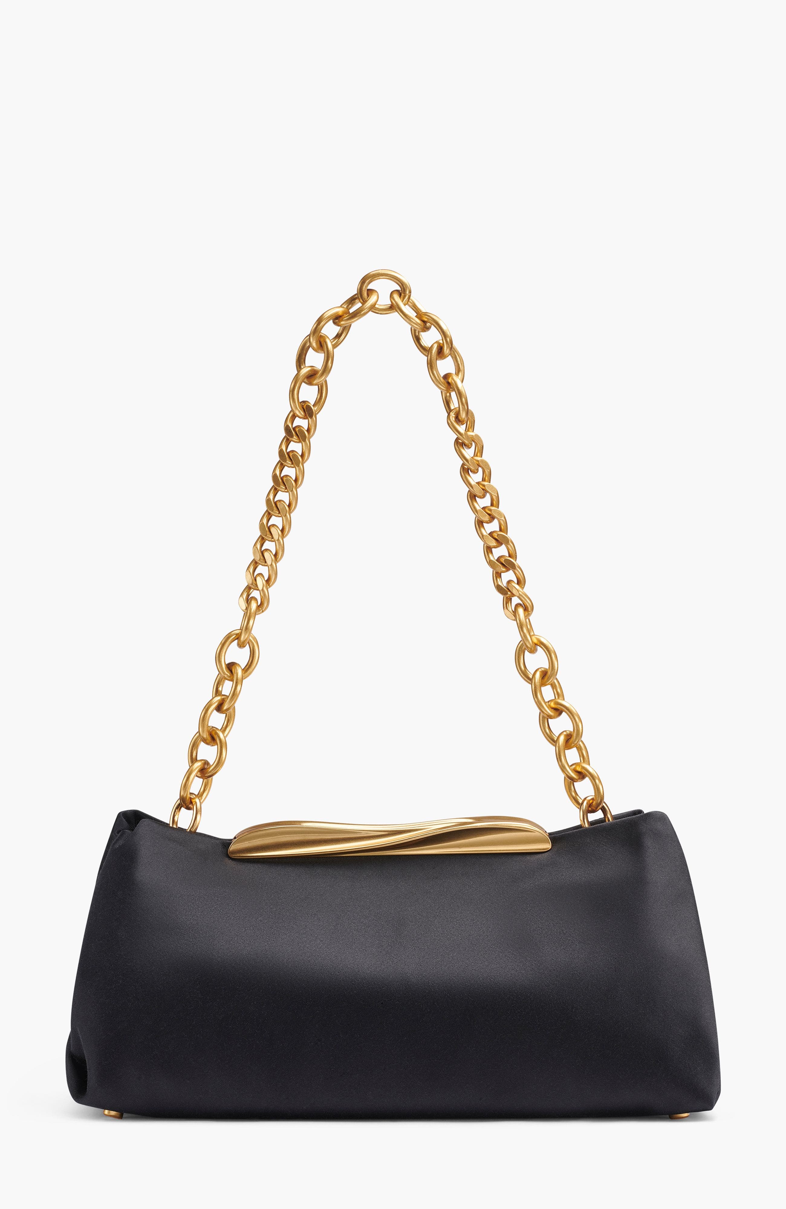 Donna Karan New York Poplin Satin Clutch, Alternate, color, Blk/Gold