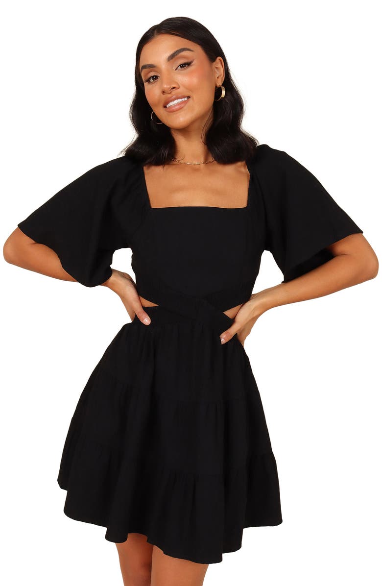 Petal & Pup Jordyn Cutout Minidress, Alternate, color, Black