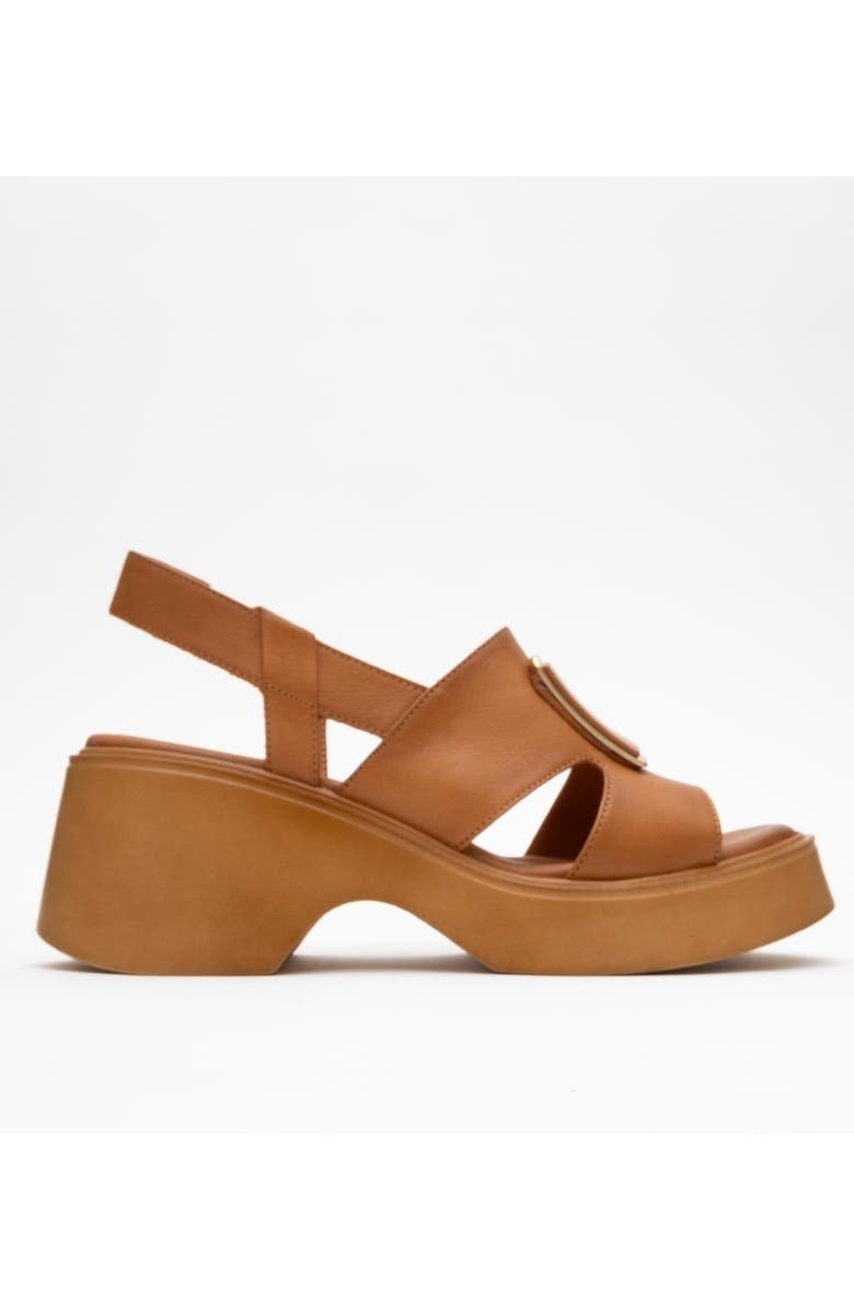 Forever & Always Shoes Lucia Leather Buckle Platform Sandal, Alternate, color, Cognac Leather