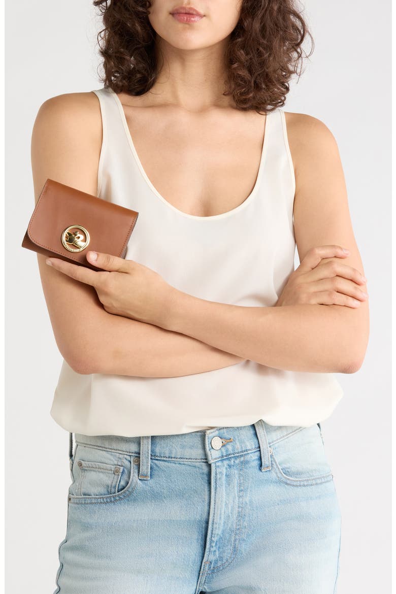 Compact Boxtrot Leather Trifold Wallet, Alternate, color, COGNAC