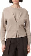 AllSaints Faaria Zip Front Cashmere Blend Sweater