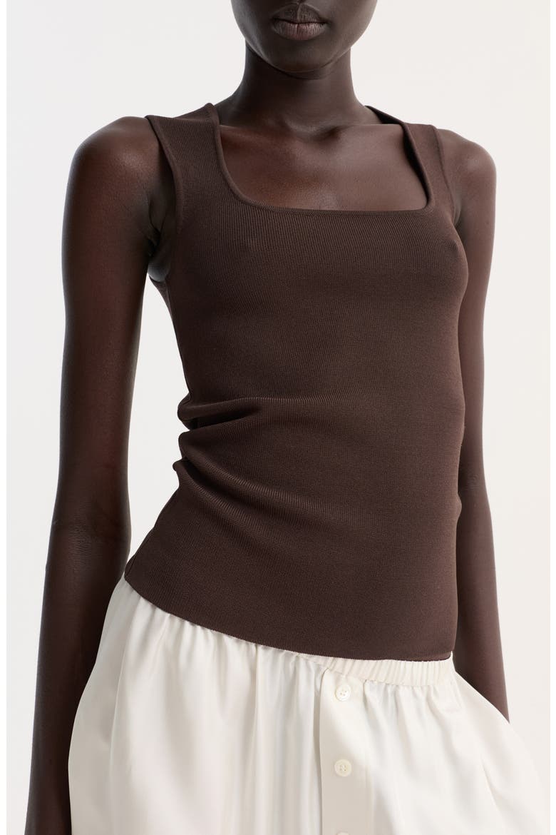 Bustier Shaped Sweater Tank, Alternate, color, DARK CHOCOLATE