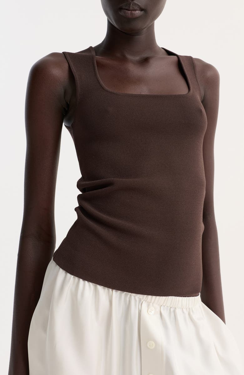 Róhe Bustier Shaped Sweater Tank, Alternate, color, Dark Chocolate