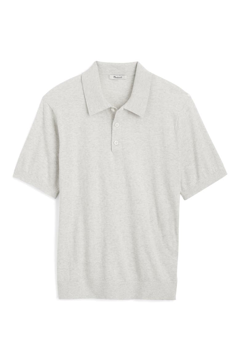 Heathered Three-Button Polo Sweater, Alternate, color, HEATHER OAT