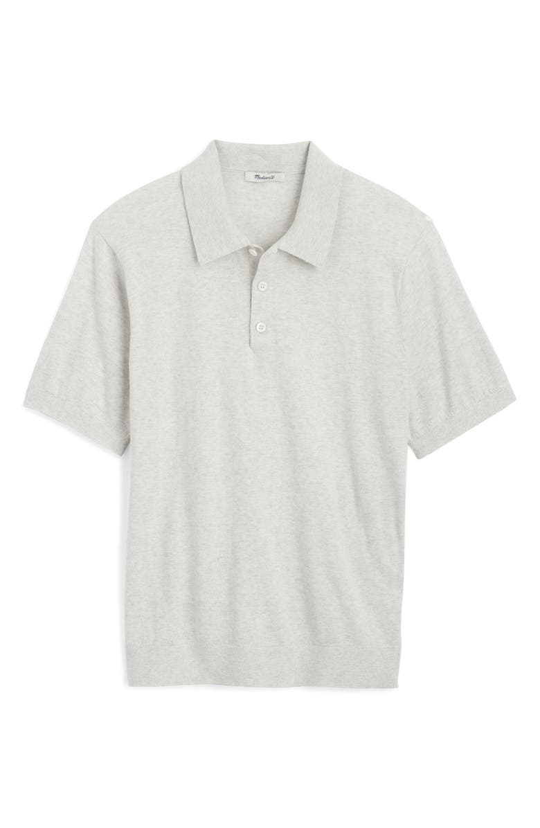 Madewell Heathered Three-Button Polo Sweater, Alternate, color, Heather Oat