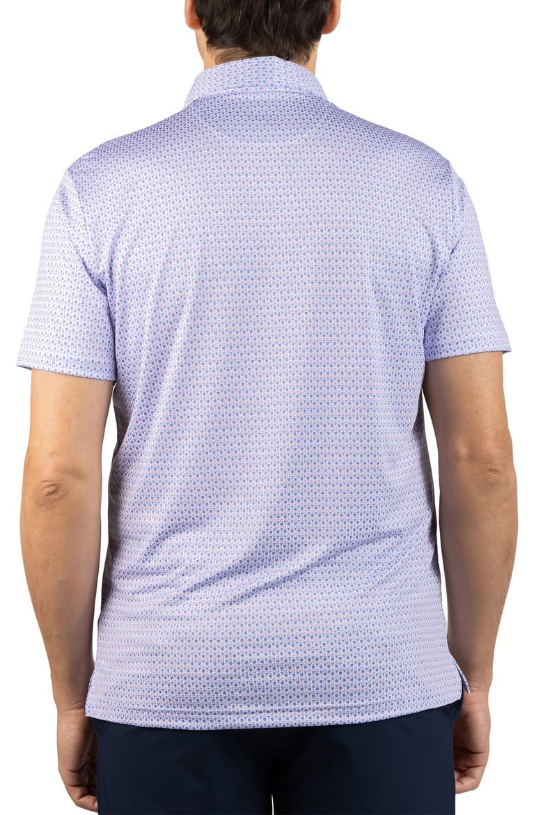 Micro Floral Print Performance Polo, Alternate, color, PURPLE/ WHITE