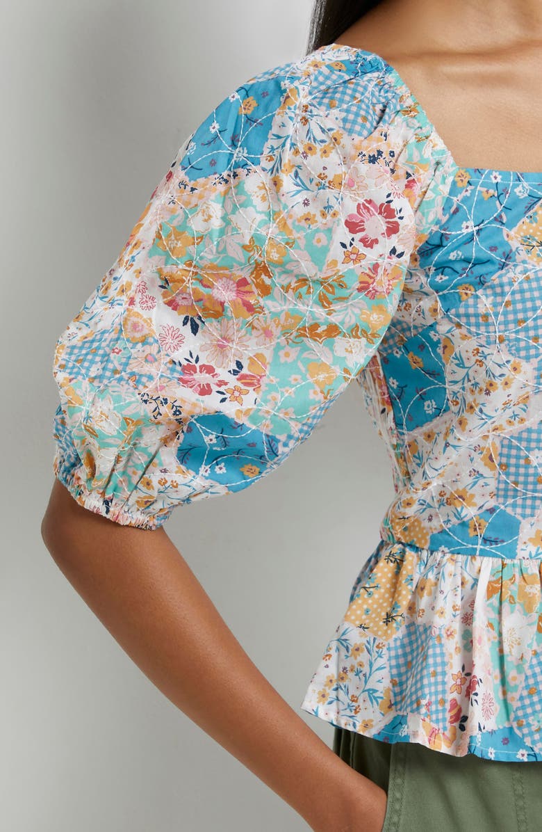 River Island Patchwork Peplum Top, Alternate, color,