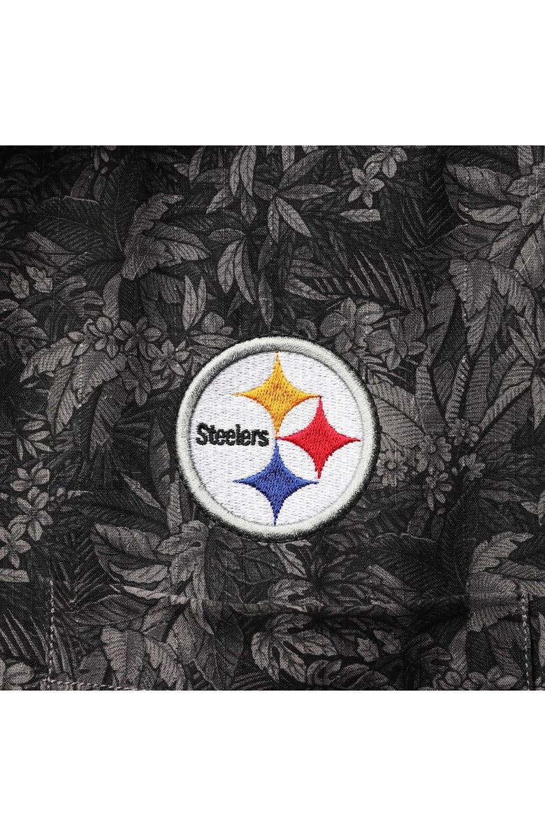 Tommy Bahama Men's Tommy Bahama Black Pittsburgh Steelers Sport Jungle Shade Camp Button-Down Shirt, Alternate, color,