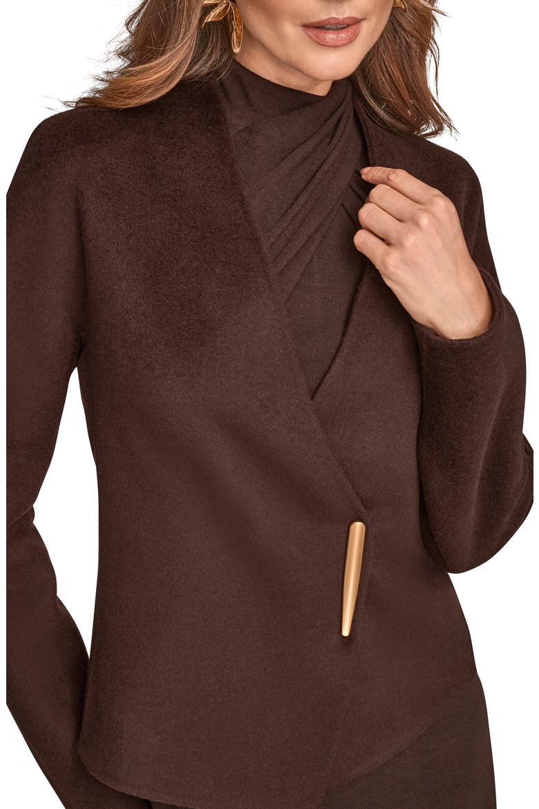 Asymmetric Wool Blend Jacket, Alternate, color, CHOCOLATE