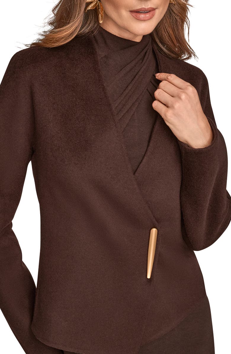 Donna Karan New York Asymmetric Wool Blend Jacket, Alternate, color, Chocolate