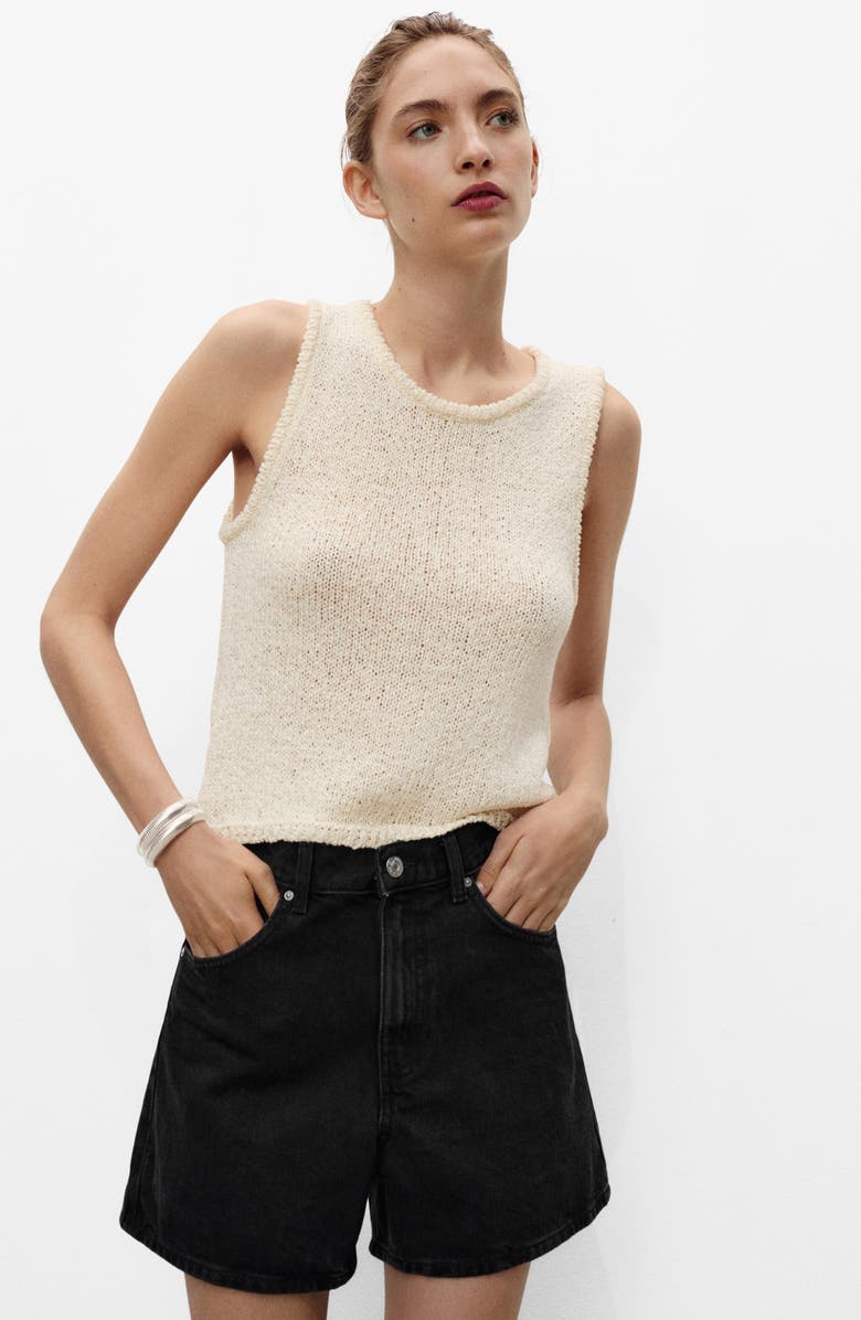 MANGO High Waist Denim Shorts, Alternate, color, Black Denim