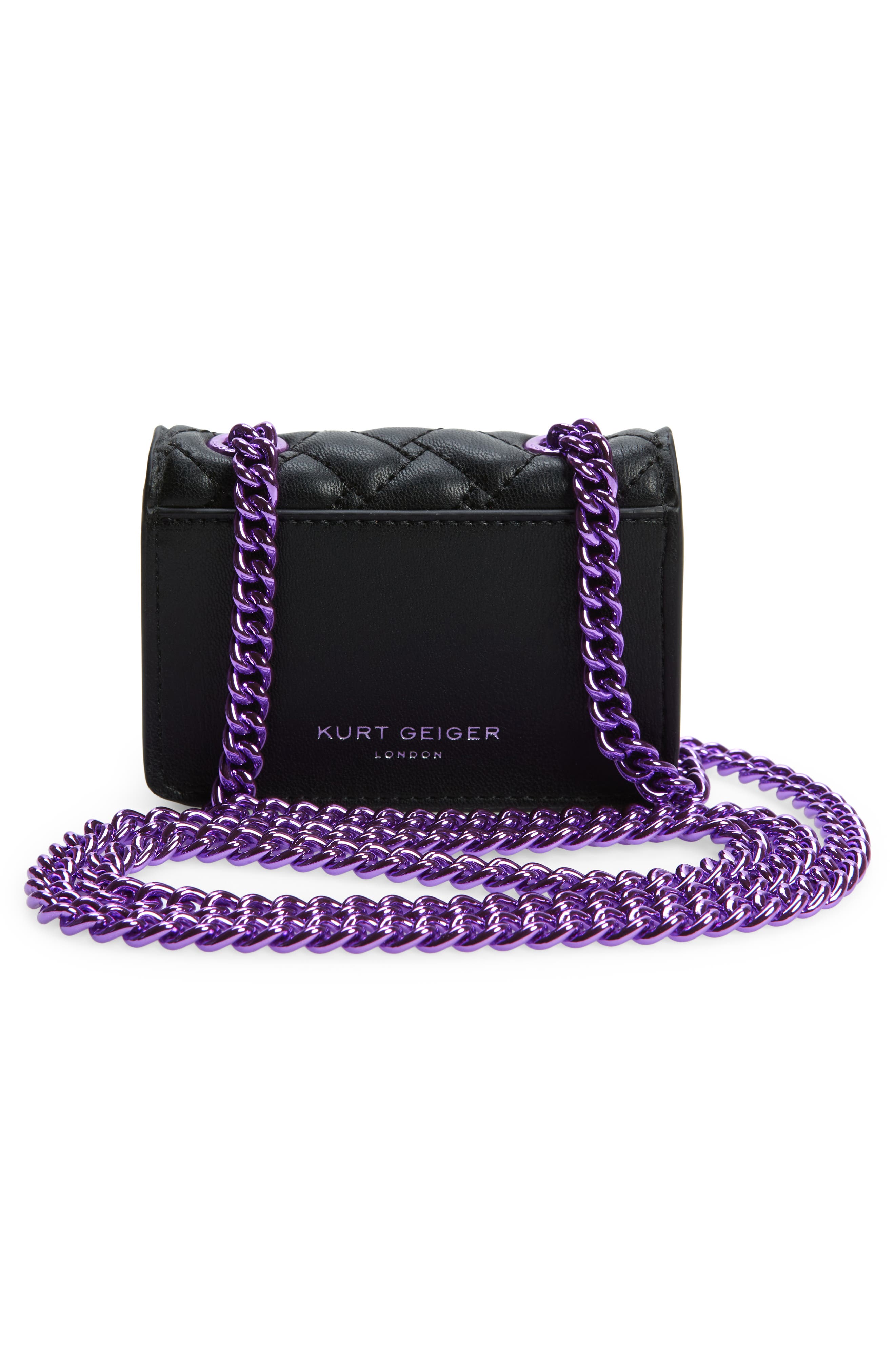 Kurt Geiger London Micro Kensington Glitter Quilted Crossbody Bag, Alternate, color, 