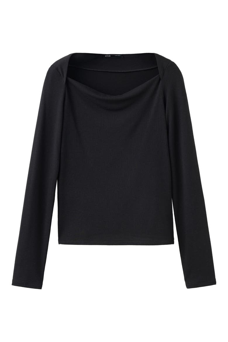 Boat Neck Fitted T-Shirt, Alternate, color, BLACK