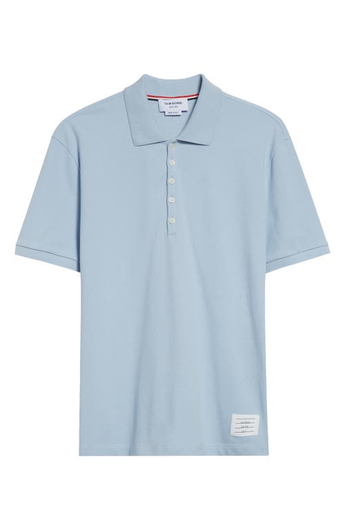 Thom Browne 4-bar Cotton Piqué Polo In Light Blue