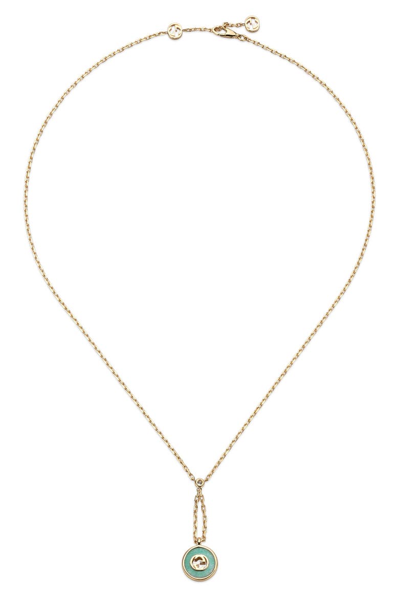 Interlocking GG 18K Gold & Diamond Y-Necklace, Alternate, color, TURQUOISE/ YELLOW GOLD