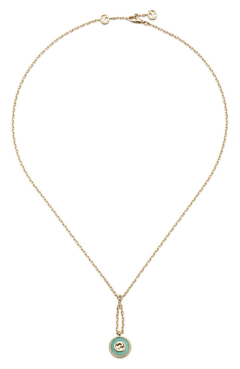 Gucci Interlocking GG 18K Gold & Diamond Y-Necklace, Alternate, color, Turquoise/ Yellow Gold