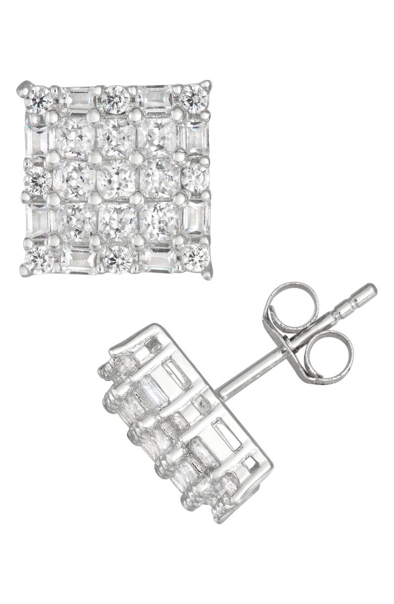 FZN Sterling Silver CZ Stud Earrings, Main, color, White/Silver