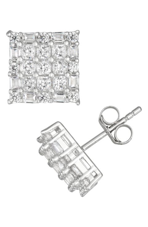 Sterling Silver CZ Stud Earrings