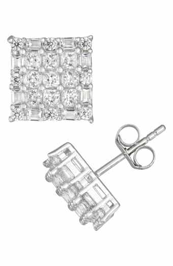 FZN Sterling Silver CZ Stud Earrings
