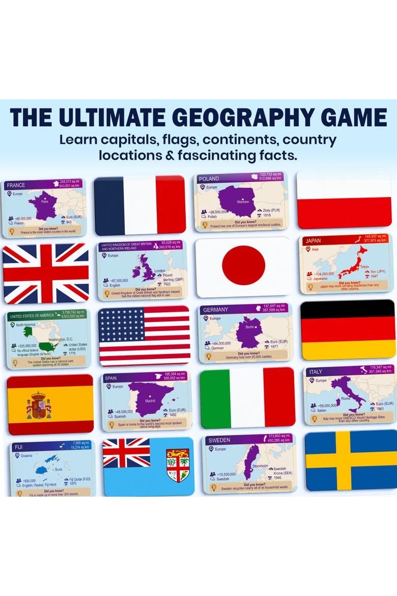 World Flags & Geography Flash Cards for Kids, Teens & Families, Alternate, color, Flags 193