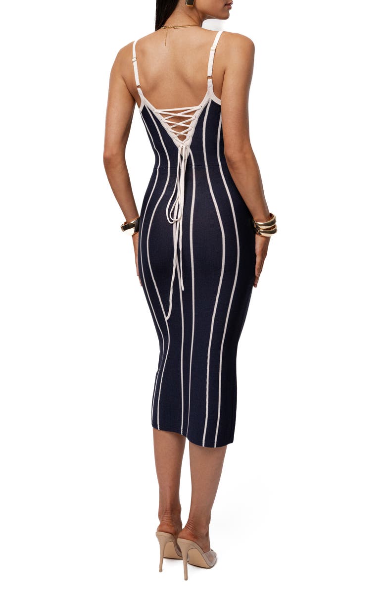 JLUXLABEL Parallel Elegance Midi Dress, Alternate, color, Navy