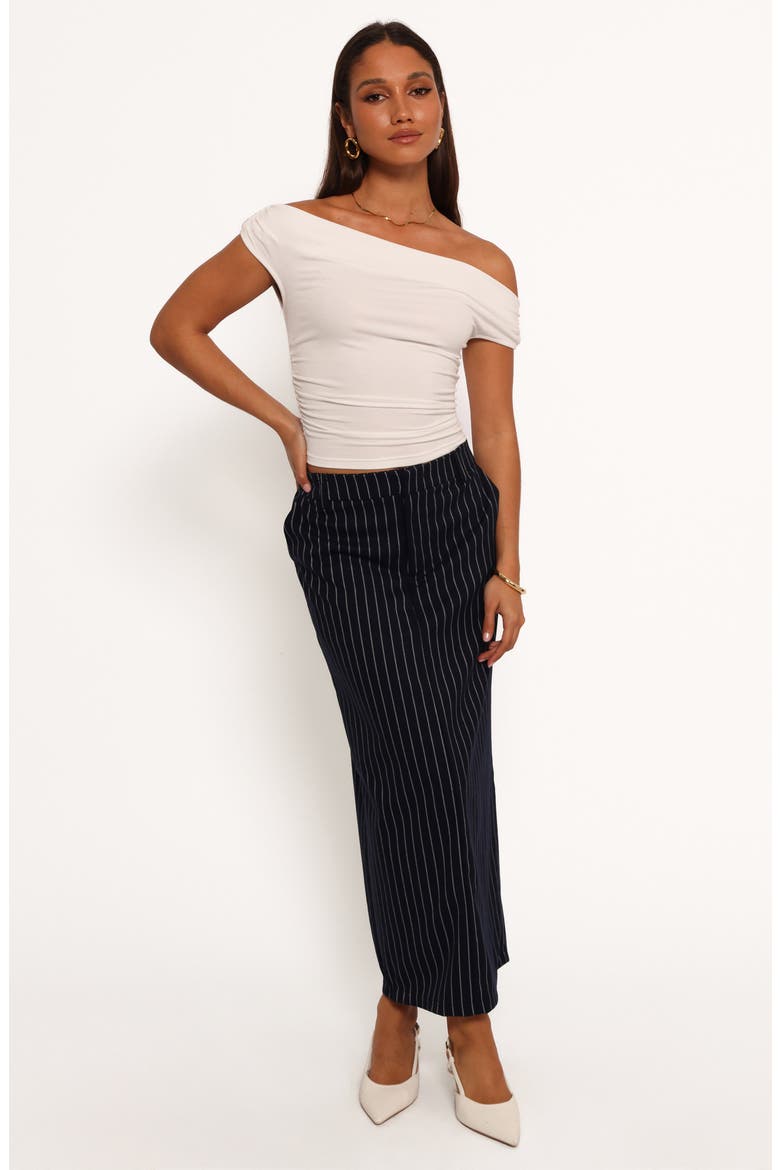 Ellory Pinstripe Maxi Skirt, Alternate, color, NAVY PINSTRIPE