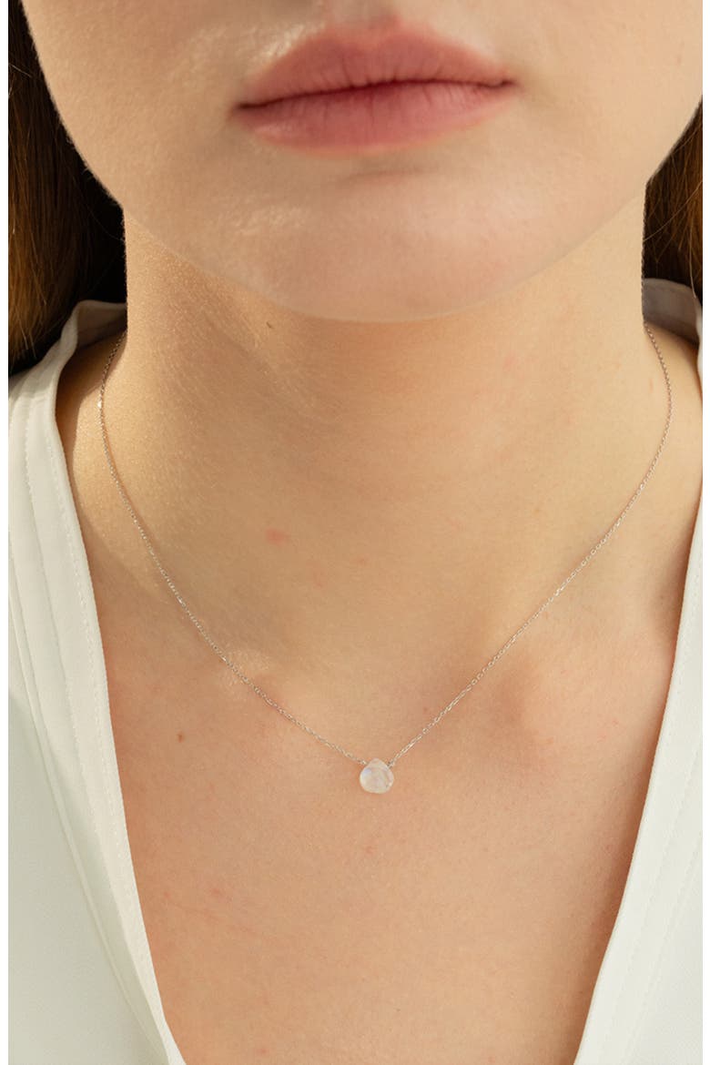 Gemma Dainty Gemstone Necklace Trendy Minimalist, Alternate, color, White Moonstone