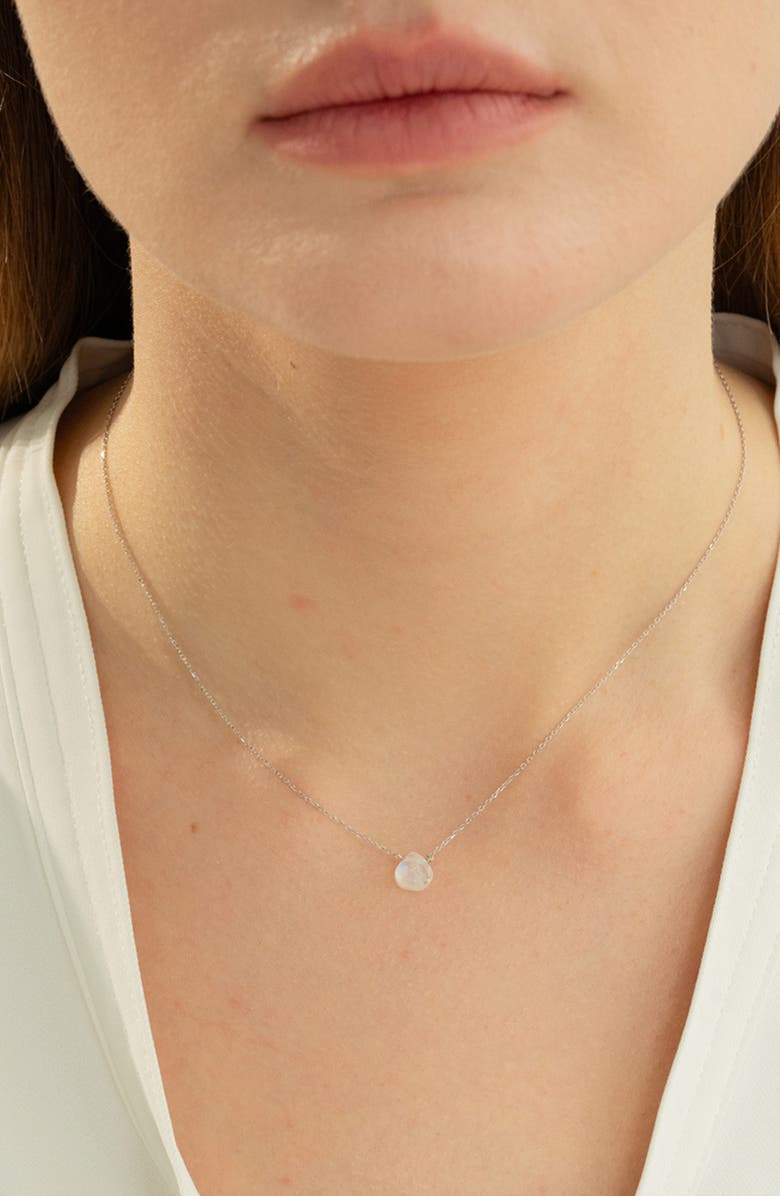 Bearfruit Jewelry Gemma Dainty Gemstone Necklace Trendy Minimalist, Alternate, color, White Moonstone