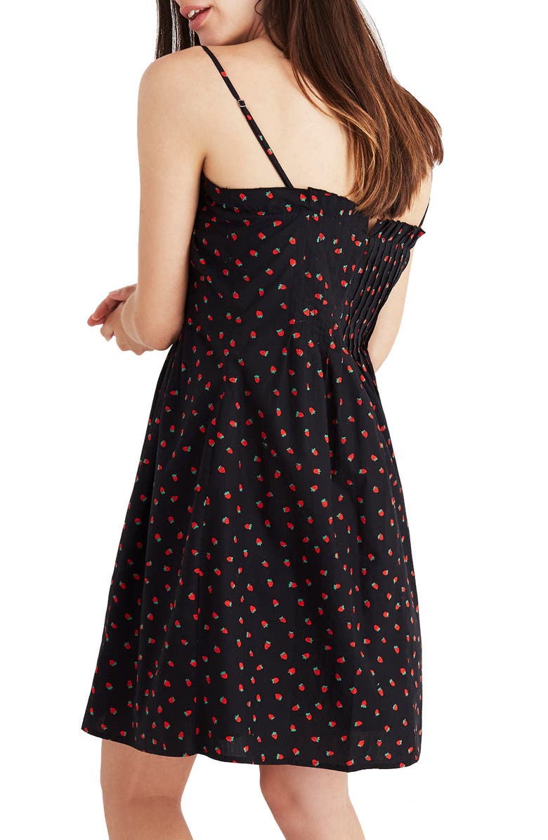 Madewell Strawberry Print Pintuck Ruffle Dress, Alternate, color,