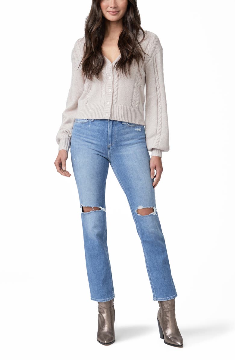 PAIGE Cindy Ripped High Waist Straight Leg Jeans, Alternate, color, 