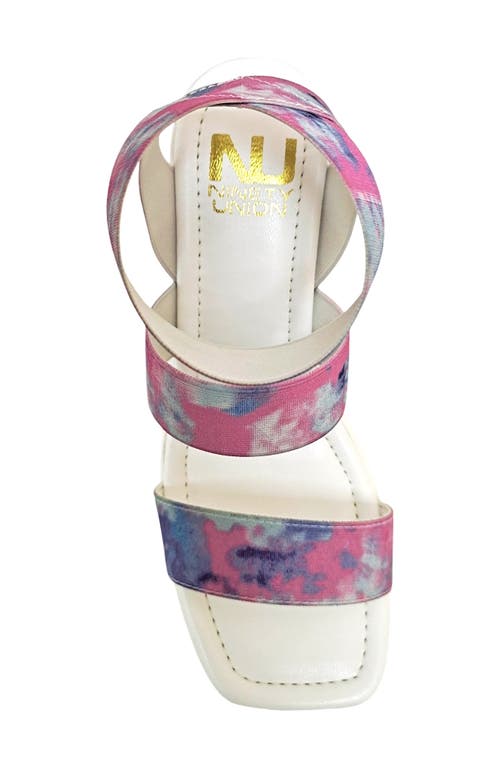 Ninety Union Paige Elastic Strap Wedge Sandal In White Multi