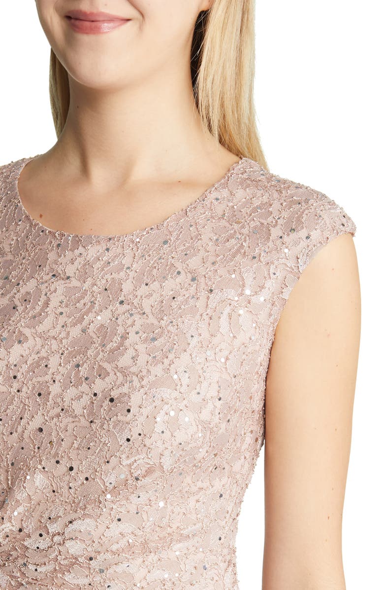 Connected Apparel Sequin Lace Cocktail Dress, Alternate, color,