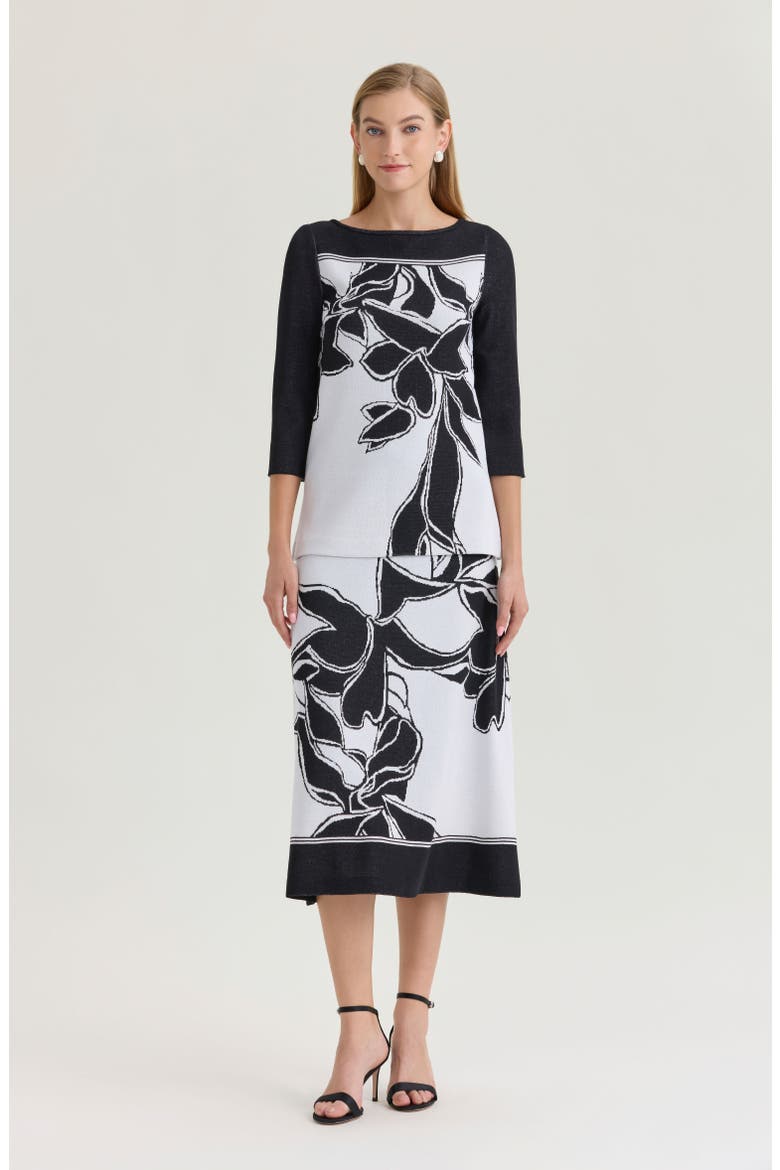 Floral Jacquard Soft Knit Tunic, Alternate, color, Black/White