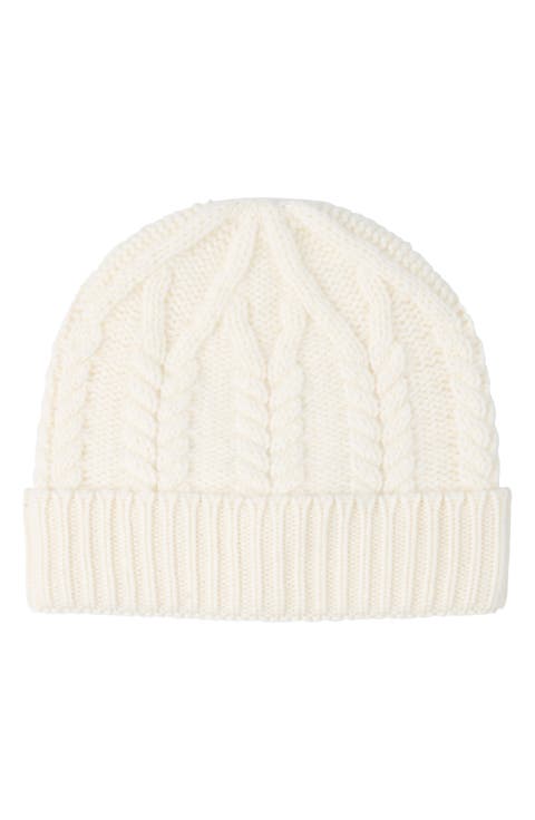 Cable Stitched Cuffed Cashmere Beanie