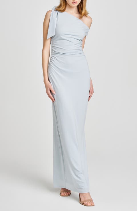 Say Less Ruched One-Shoulder Maxi Dress