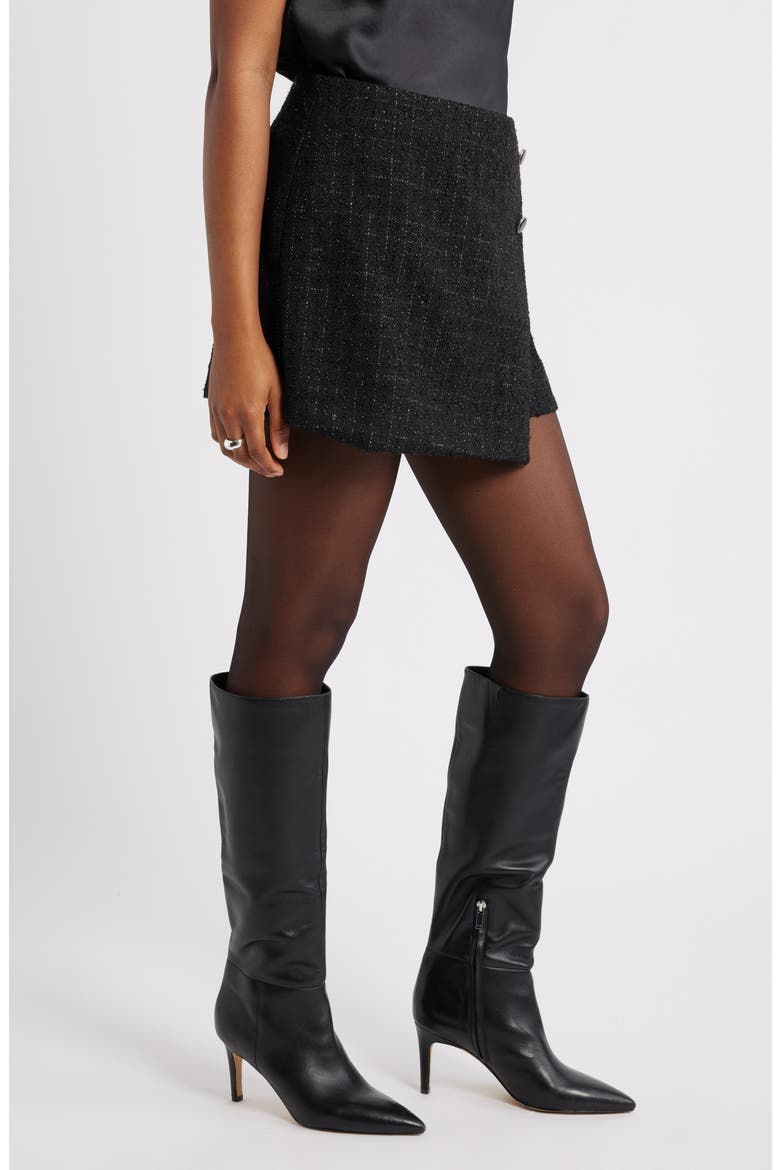 Tweed Miniskirt, Alternate, color, BLACK