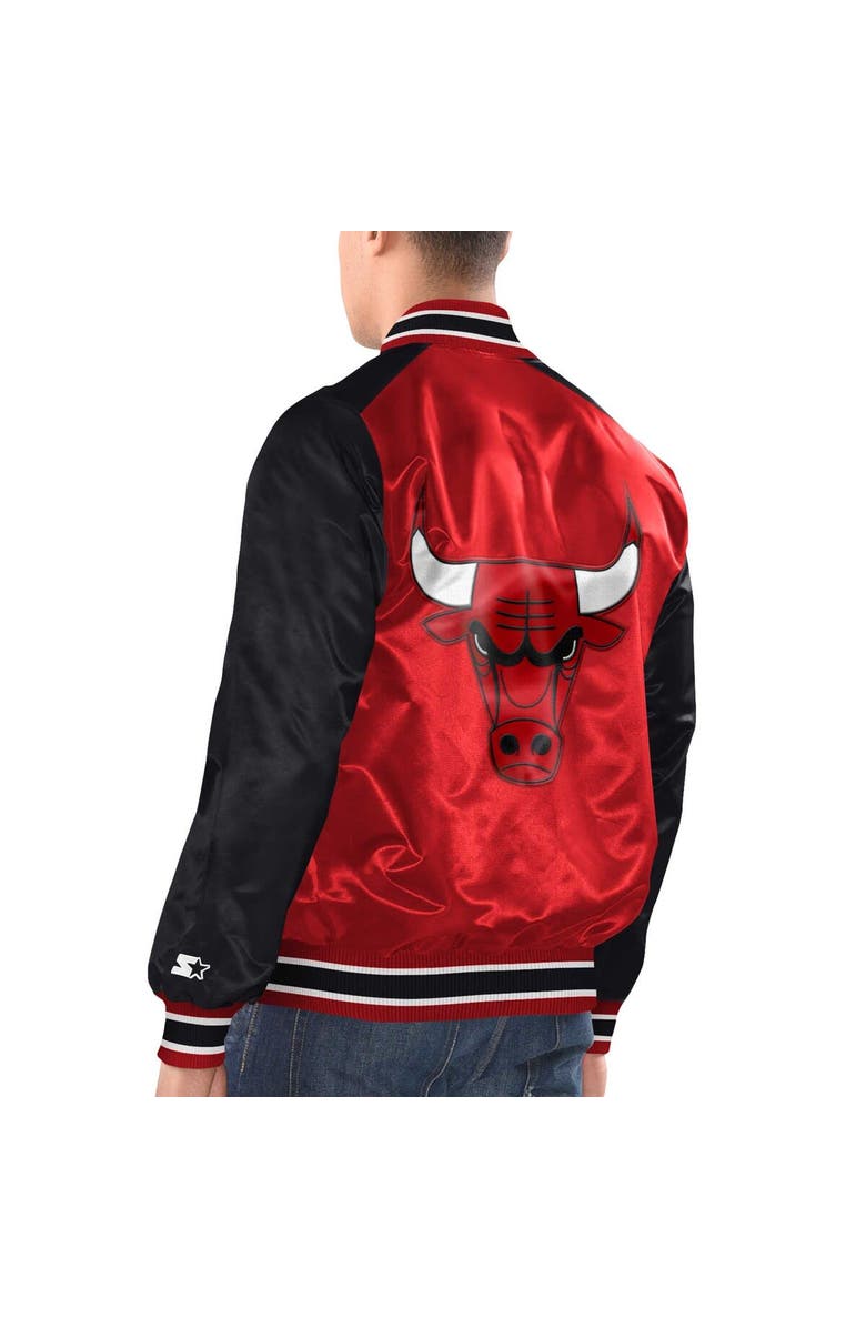 STARTER Men's Starter Red/Black Chicago Bulls Renegade Satin Full-Snap Varsity Jacket, Alternate, color, Red