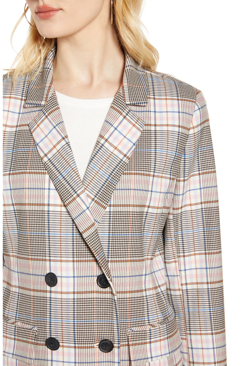 Plaid Double-Breasted Blazer, Alternate, color, BLACK MULTI PLAID