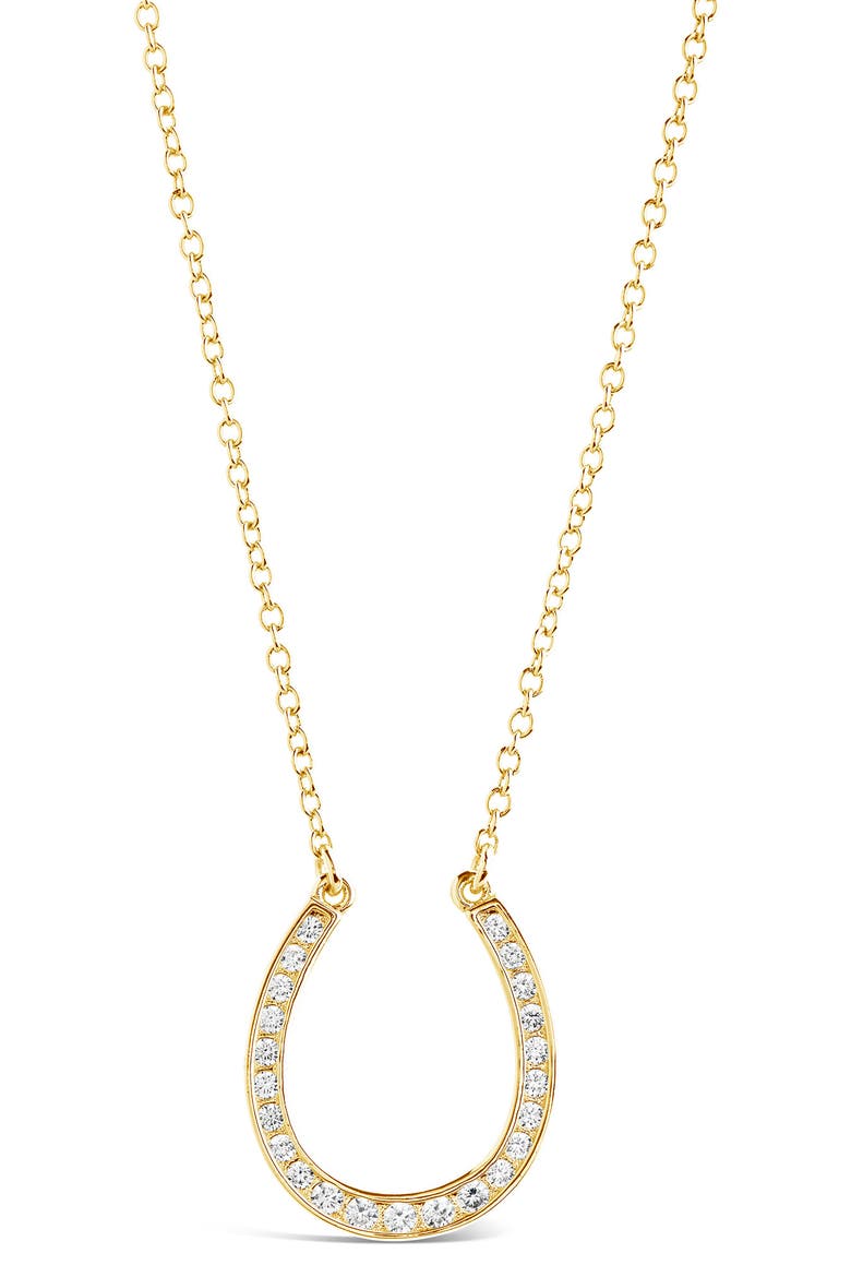 CZ Horseshoe Pendant Necklace, Alternate, color, GOLD