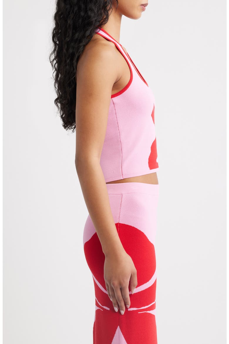Floral Knit Halter Tank Top, Alternate, color, BERRY BLISS