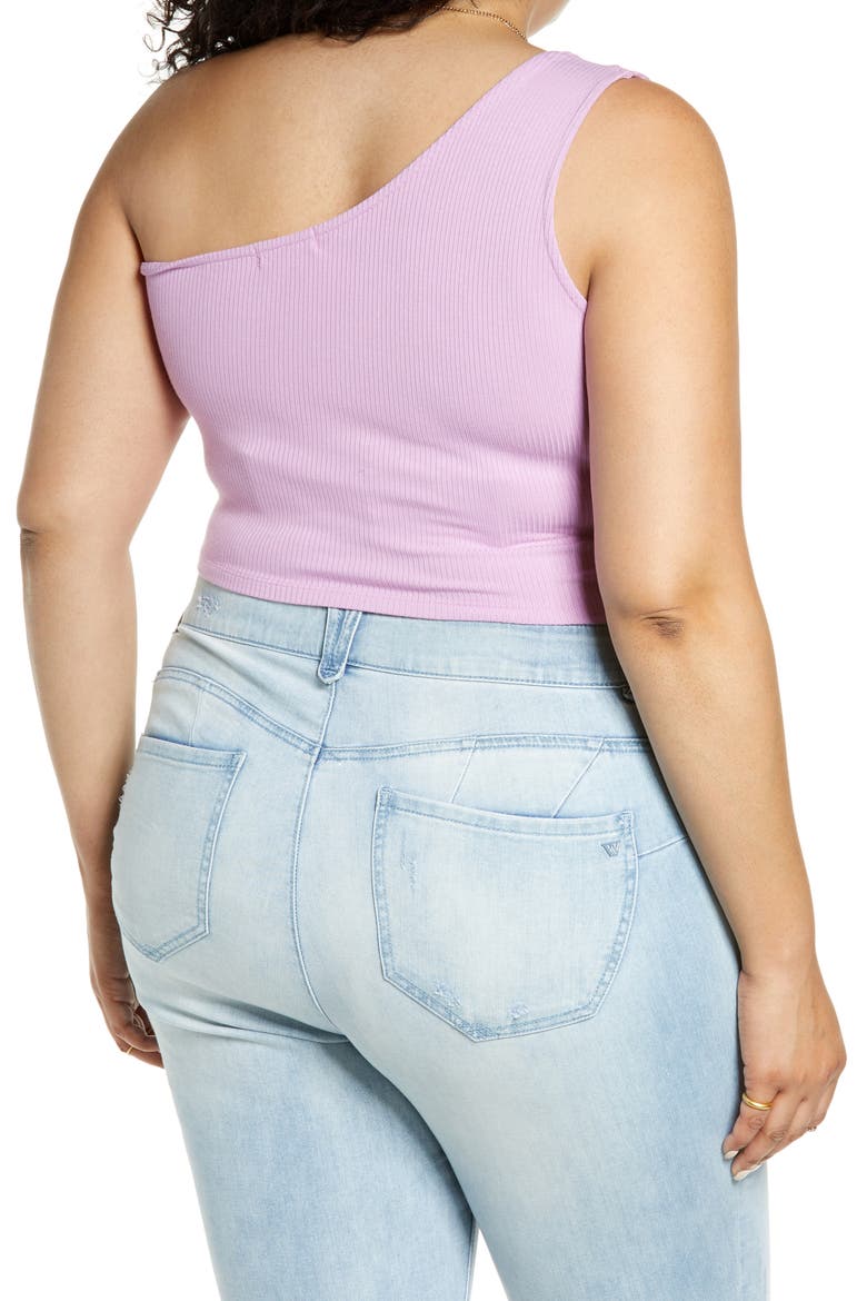 One-Shoulder Rib Tank Top, Alternate, color, PURPLE TULIP