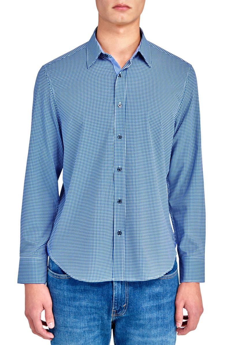 CONSTRUCT Slim Fit Gingham 4-Way Sport Shirt, Main, color, 