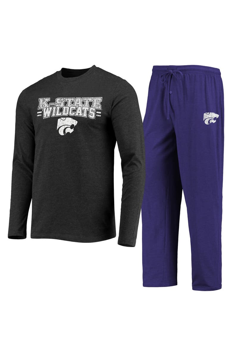 CONCEPTS SPORT Men's Concepts Sport Purple/Heathered Charcoal Kansas State Wildcats Meter Long Sleeve T-Shirt & Pants Sleep Set, Alternate, color, Purple
