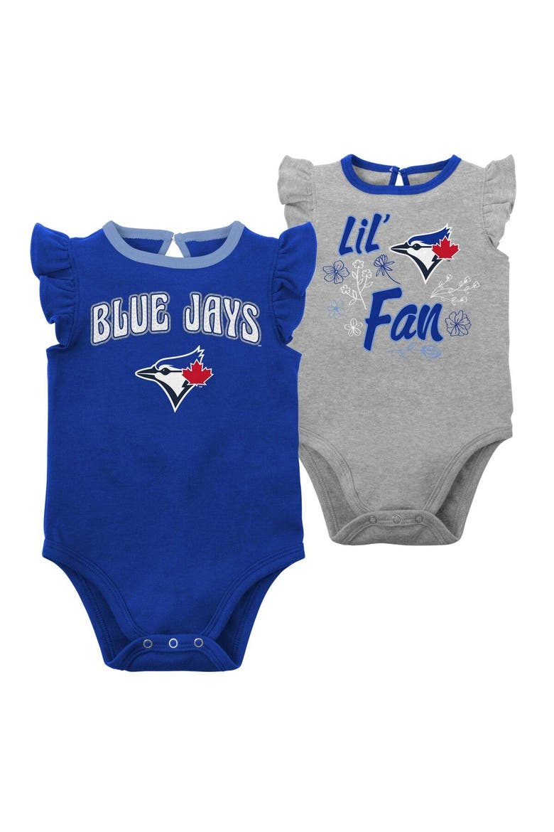 Girls Newborn & Infant Royal/Heather Gray Toronto Blue Jays Little Fan Two-Pack Bodysuit Set, Main, color, Royal