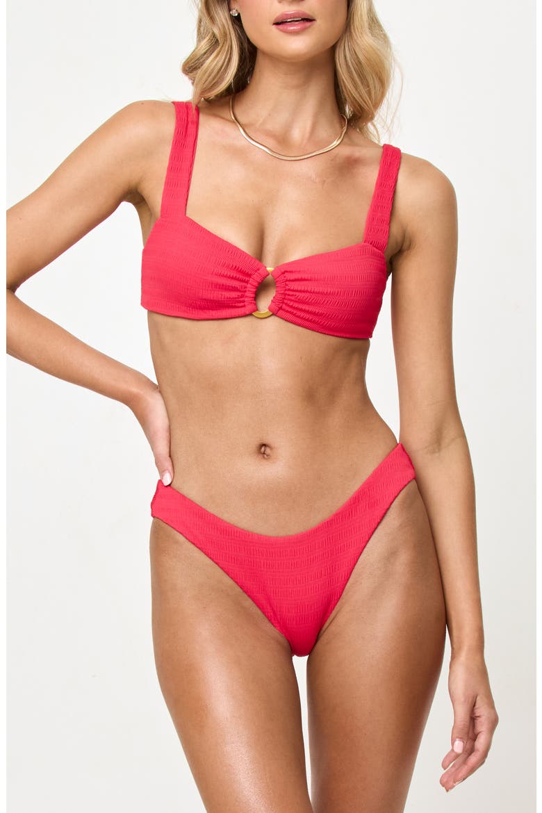 Willow Pucker Textured Bikini Top, Alternate, color, POUT