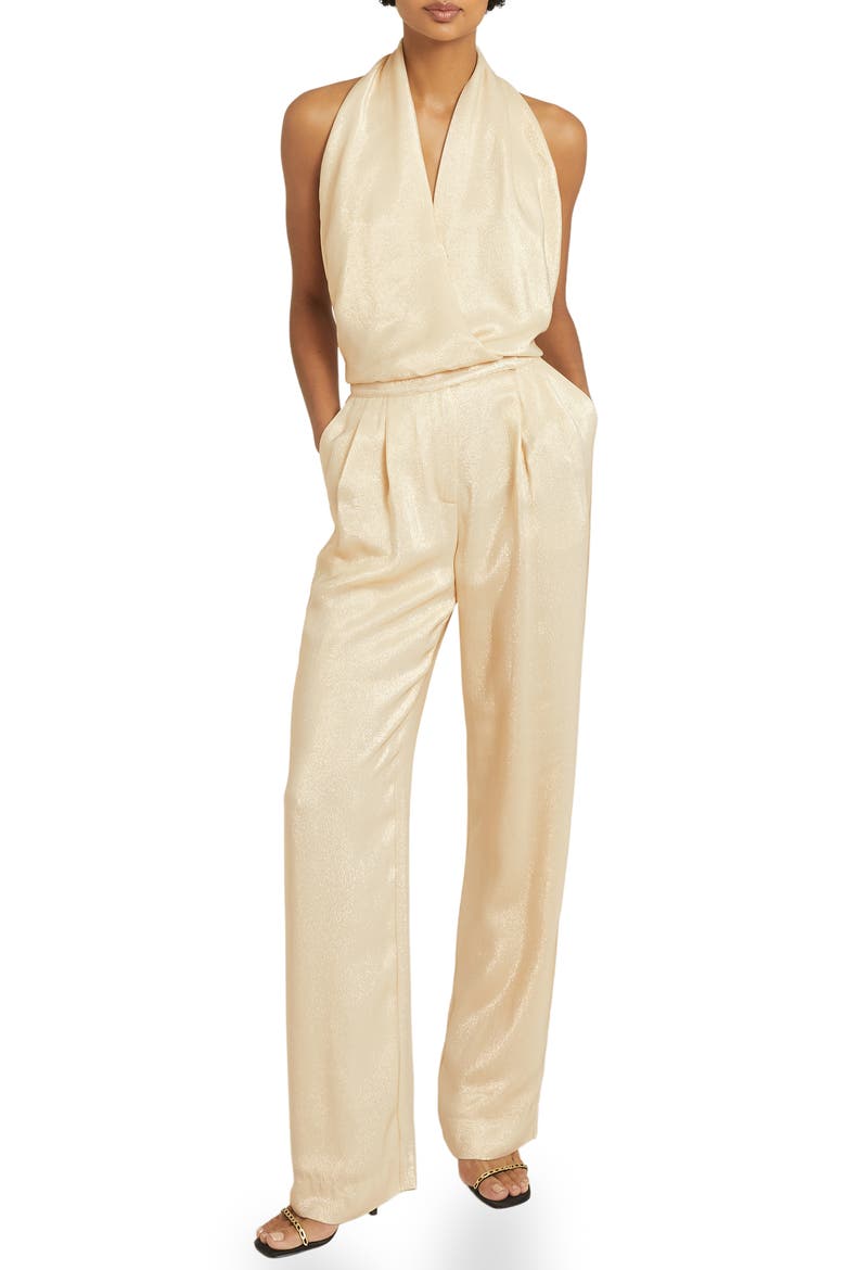 Jody Metallic Backless Jumpsuit, Main, color, GOLD
