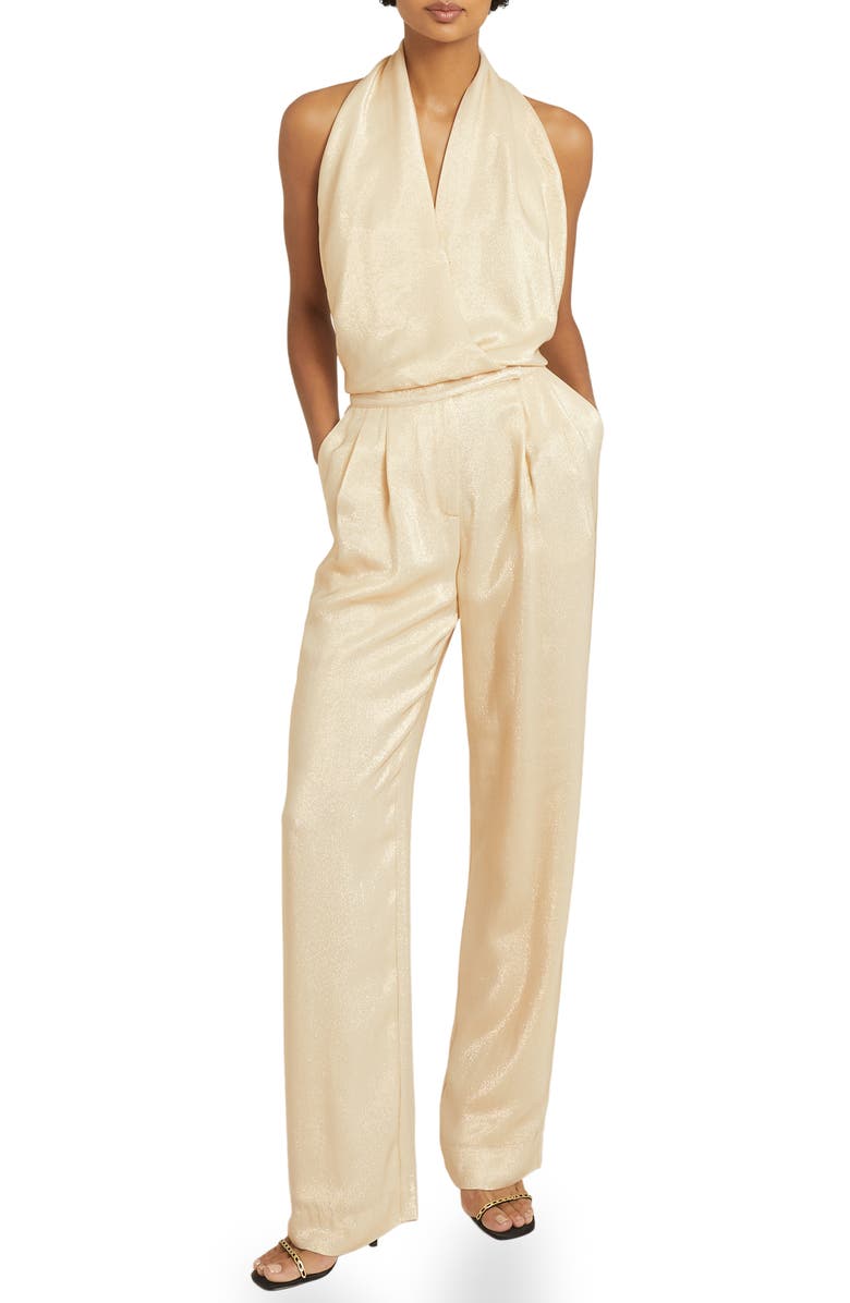 Reiss Jody Metallic Backless Jumpsuit, Main, color, 