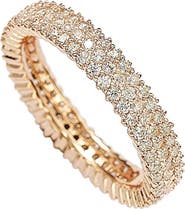 SUZY LEVIAN 14K Rose Gold Plated Sterling Silver Micro-Pavé White CZ Eternity Band Ring