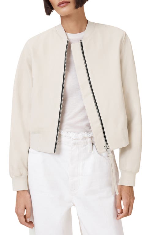 Allsaints Orten Leather Bomber Jacket In Onyx White