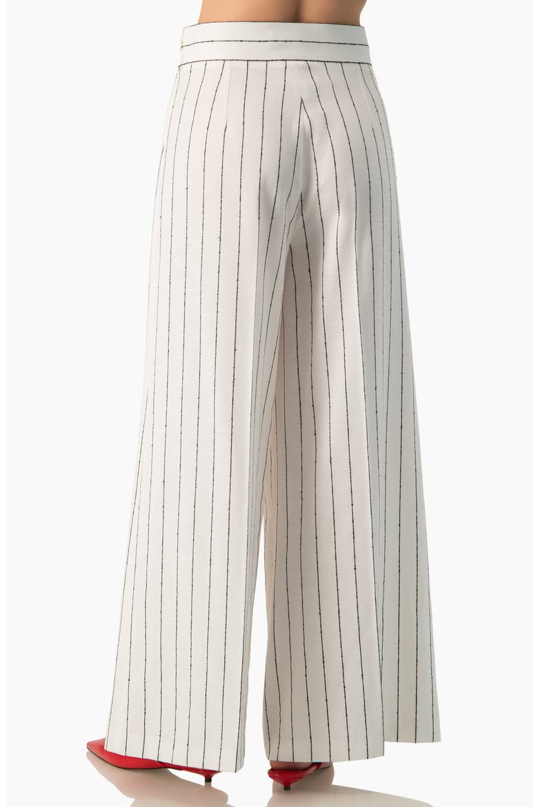 Pinstripe High-Waist Wide-Leg Tailored Suit Trousers, Alternate, color, White